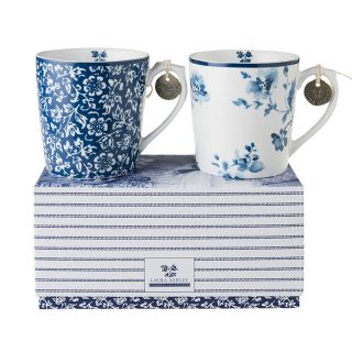 Laura Ashley-Blueprint Set of 2 mugs in Sweet Allysum and China Rose gift box