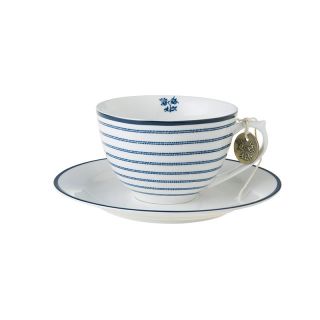 Laura Ashley-Blueprint Cappuccino cup with candy stripe saucer