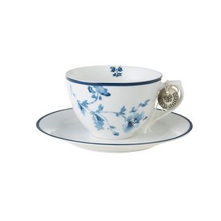 Laura Ashley-Blueprint Cappuccino cup with china rose saucer