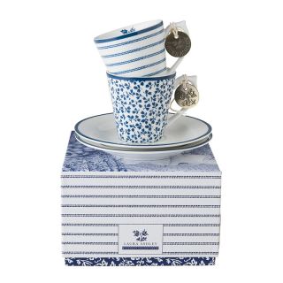 Laura Ashley-Blueprint Espresso Cup 4pcs in Floris and Candy Stripe gift box