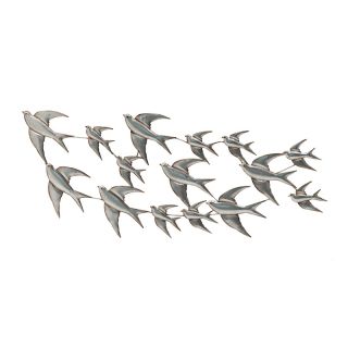 METAL WALL DECO BIRDS SILVER 120Χ3Χ50 INART 3-70-120-0051