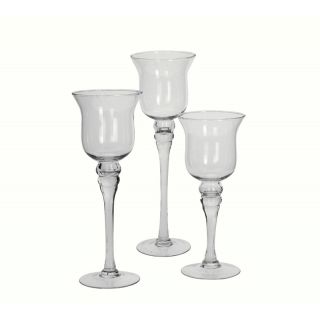 S/3 glass candle holder tulip des. in gift box