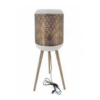 Floor metal lamp w/wooden leg, mess design, 93cm