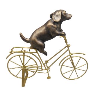 RESIN DOG WITH BICYCLE