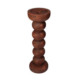 Candle Stick Polyresin Brown 10x10x30.5cm