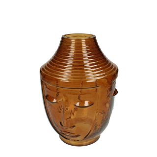 Vase Face Glass Brown 18x18x25cm