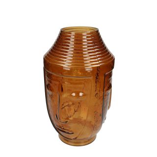 Vase Face Glass Brown 20x20x32cm