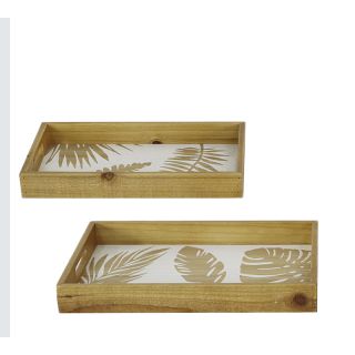 Wooden tray S/2, monstera design