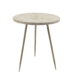 Round side table iron embossed taupe,49x60cm