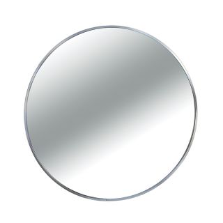 Aluminium frame round mirror, silver d.75cm