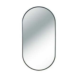 Aluminium frame mirror capsule shape,black 50x100cm