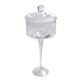 GLASS FOOTED BOWL W/LID 1750ML 40CM