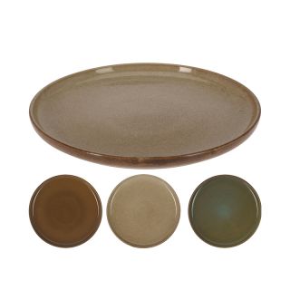 Plate stoneware, reactive glaze,3asst.,22cm