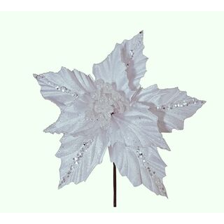 Πικ Αλεξανδρινό λευκό βελόυδο με λευκό glitter,29cm