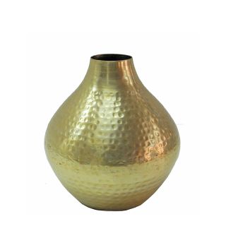 Artistic Aluminium Vase,hammered, mat gold,26x26cm