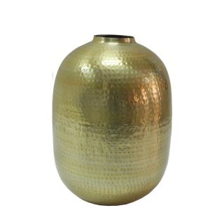 Σφυρήλατο βάζο αλουμινίου, ματ χρυσό 28x45cm