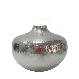 Artistic Aluminium Vase Hammered,shiny silver 24x18cm