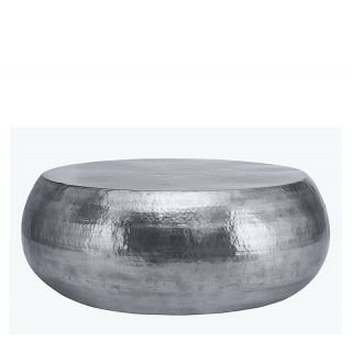 Aluminium Table Hammered round edge, pewter,80x30cm