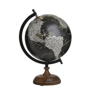 METAL/PL GLOBE BLACK/SILVER 22X20X31 INART 3-70-803-0082