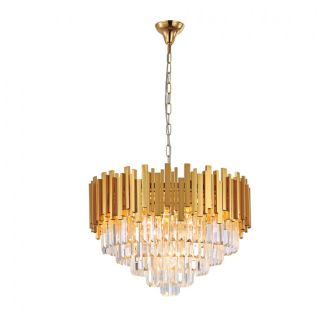 Hanging lamp 8 PHOTOS made of golden aluminum and crystals D: 60cm