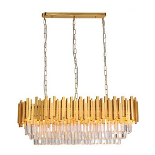 Pendant lamp made of golden aluminum and crystals 6069-12