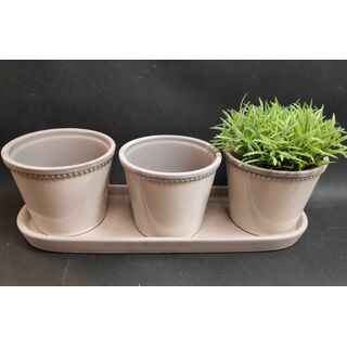 Set of 3 Ceramic Pots 33X11X10cm