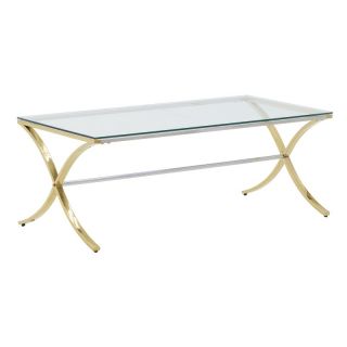 METAL/GLASS COFFEE TABLE GOLDEN/SILVER 120Χ60Χ45 INART 3-50-529-0037
