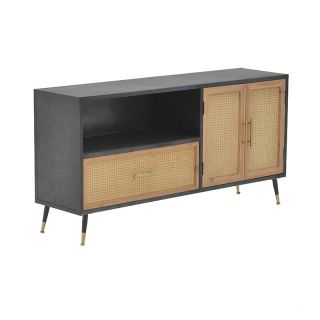 WOODEN/METAL TV STAND NATURAL/BLACK 140X35X70 INART 3-50-128-0026