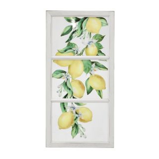 PL/WOODEN WALL DECO LEMONS ANTIQUE WHITE/YELLOW 32X2X64 INART 3-70-242-0025