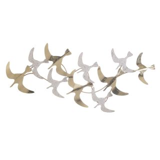 METAL WALL DECO BIRDS WHITE/GOLDEN 115X7X56 INART 3-70-386-0185