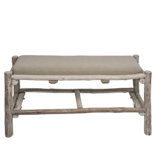 Oak 2-seat stool whitewash 101x35x47cm