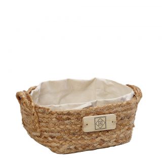 JUTE SQUARE BASKET WITH CANVAS LINING