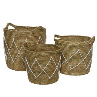 Σετ 3 ψάθινα καλάθια Rush Grass