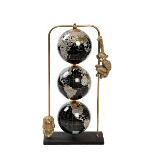 RESIN METAL STAND WITH DECO GLOBE 31CM
