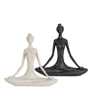 Γυναικεία φιγούρα Yoga σε λευκό & μαύρο χρ.,18cm