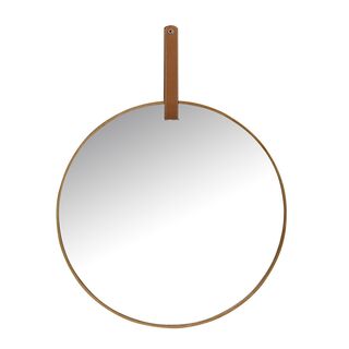 WALL METAL MIRROR WITH PU HANDLE 60CM