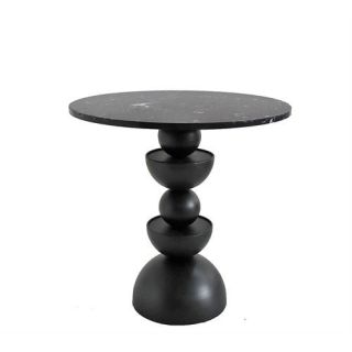 Side table minimal γεωμετρικό σχ.,καπάκι μαύρο μάρμαρο,δ.50cm