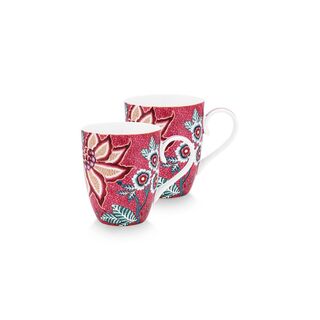 Σετ 2 Κούπες Πορσελάνης Pip Studio Flower Festival Dark Pink 350ml
