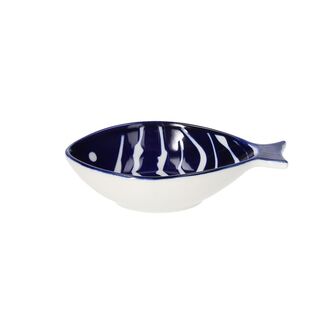 Relief fish μπλε/ λευκό μπωλ 13Χ8Χ3εκ. stoneware