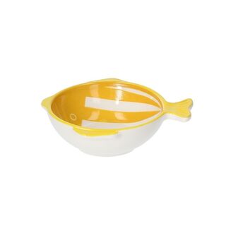 Relief fish κίτρινο/ λευκό μπωλ 13Χ8Χ3εκ.stoneware