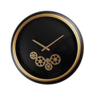Μοντέρνο Ρολόι τοίχου μεταλλικό με κινούμενο μηχανισμό,Μαύρο/Χρυσό,52cm