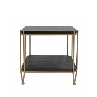 Side table w/shelve, Black/Gold 62.5x60cm