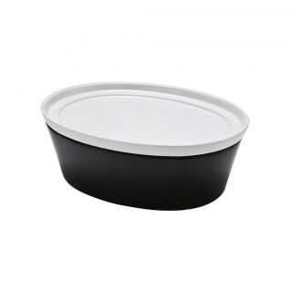 OVAL DEEP BAKER BLACK-WHITE WITH LID 27 CM