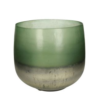 Γυαλινο κηροπήγιο/μπώλ οξειδωμένο πράσινο,26cm