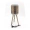 Floor metal lamp w/wooden leg, mess design, 78cm