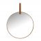 WALL METAL MIRROR WITH PU HANDLE 60CM